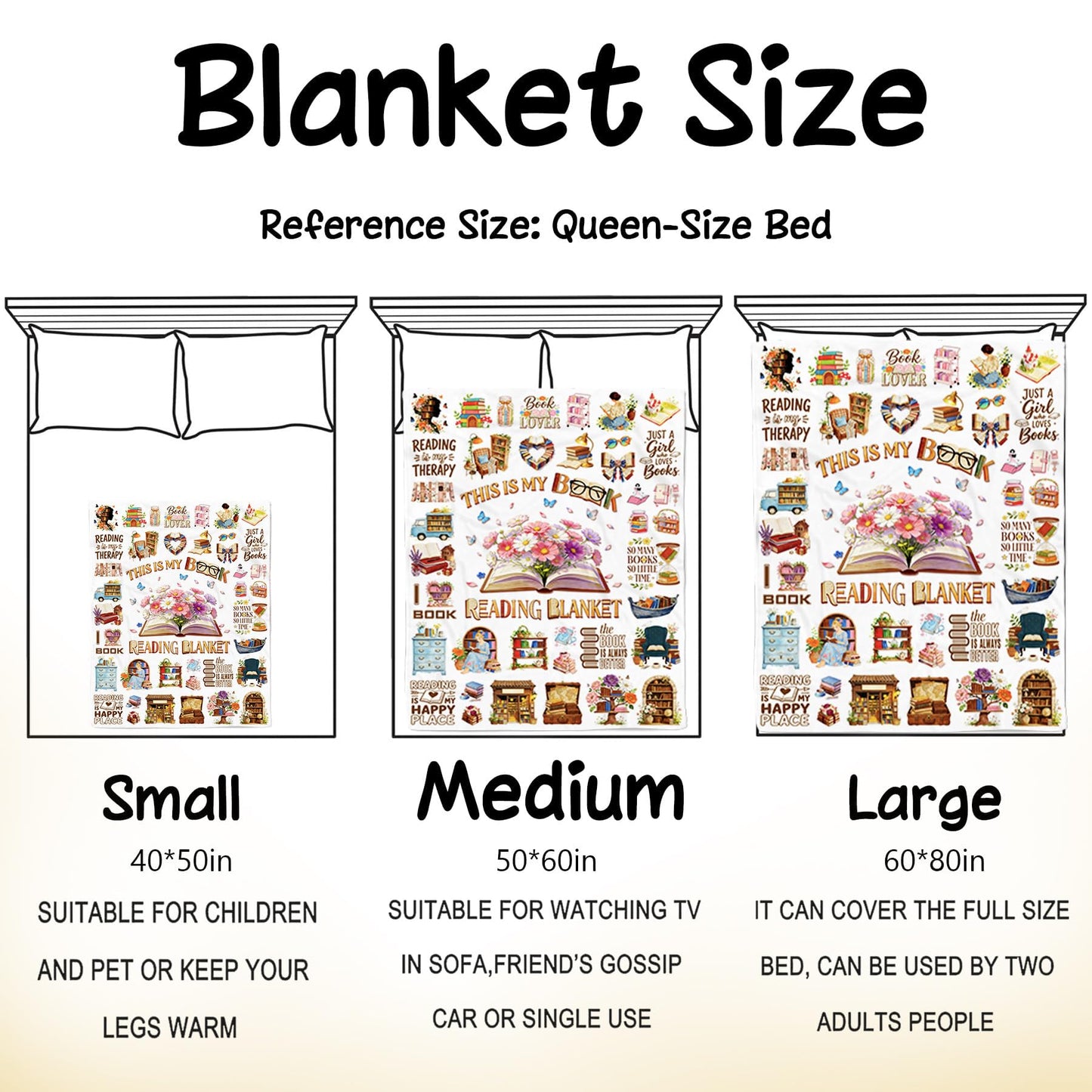 Book Blanket Gifts for Book Lovers Soft Flannel Reading Throw Blanket Merch Stuff Decor for Women Girls 50"X 40"