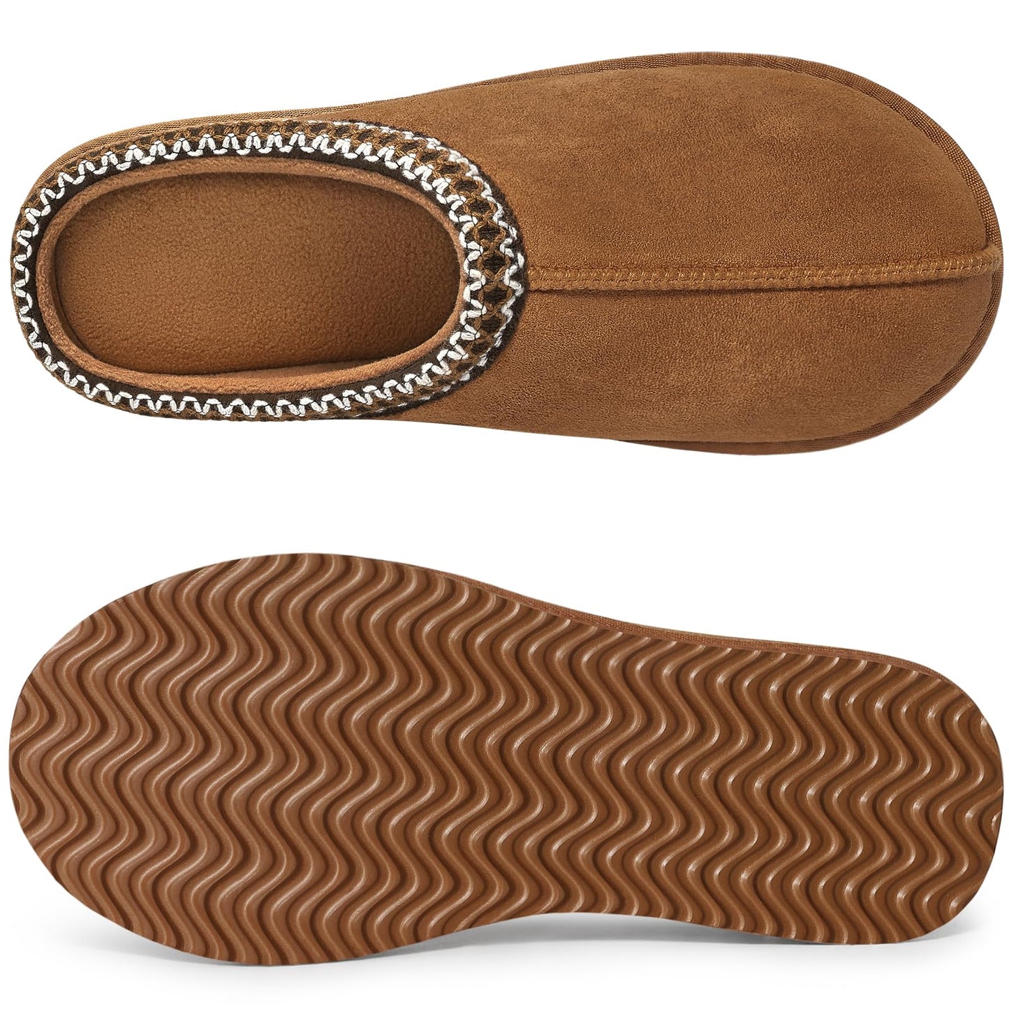 Litfun Memory Foam Slippers for Women Men Cozy Warm House Shoes Indoor and Outdoor, Chestnut 42/43