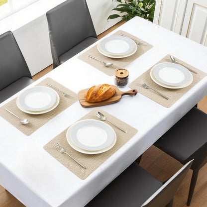 POLYTE Indoor/Outdoor Washable Woven Vinyl Table Dining Placemats, Set of 4