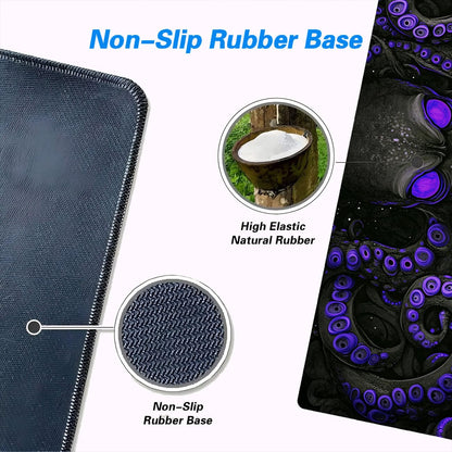 Octopus Gaming Mouse Pad, Black Purple Eye Monster Large Gaming Mouse Mat with Stitched Edges,Non-Slip Waterproof Rubber Base Mous Mat, XXL Extended Mouse Protector for Home Office, 31.5”x11.8”