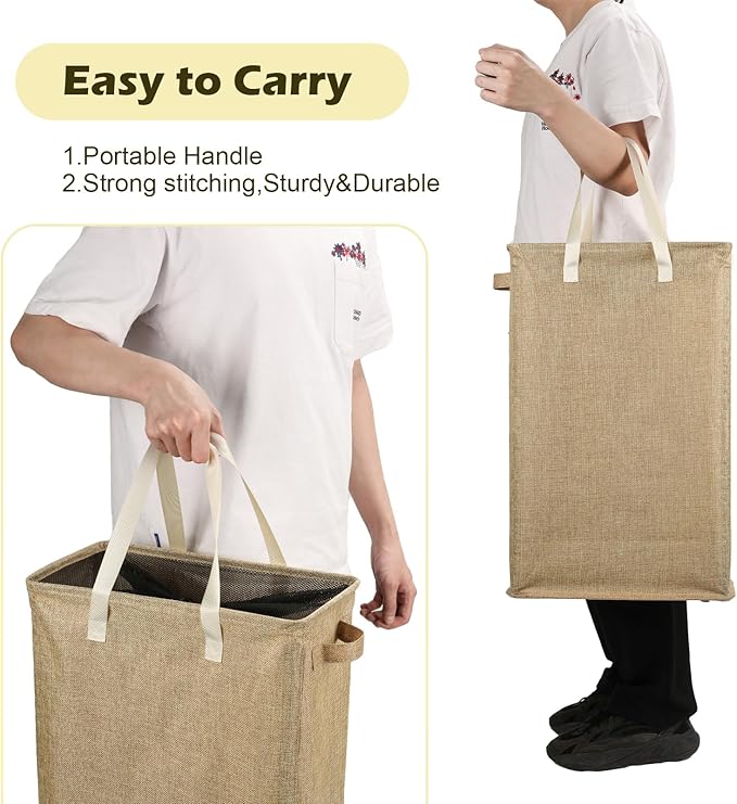 Odonata Slim Laundry Hamper Handles Collapsible Laundry Basket Thin Dirty