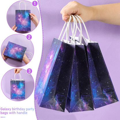 Containlol 16 Pcs Galaxy Party Bags Outer Space Party Gift Bags Goody Candy Boxes for Solar System Planet Birthday Baby Shower Supplies