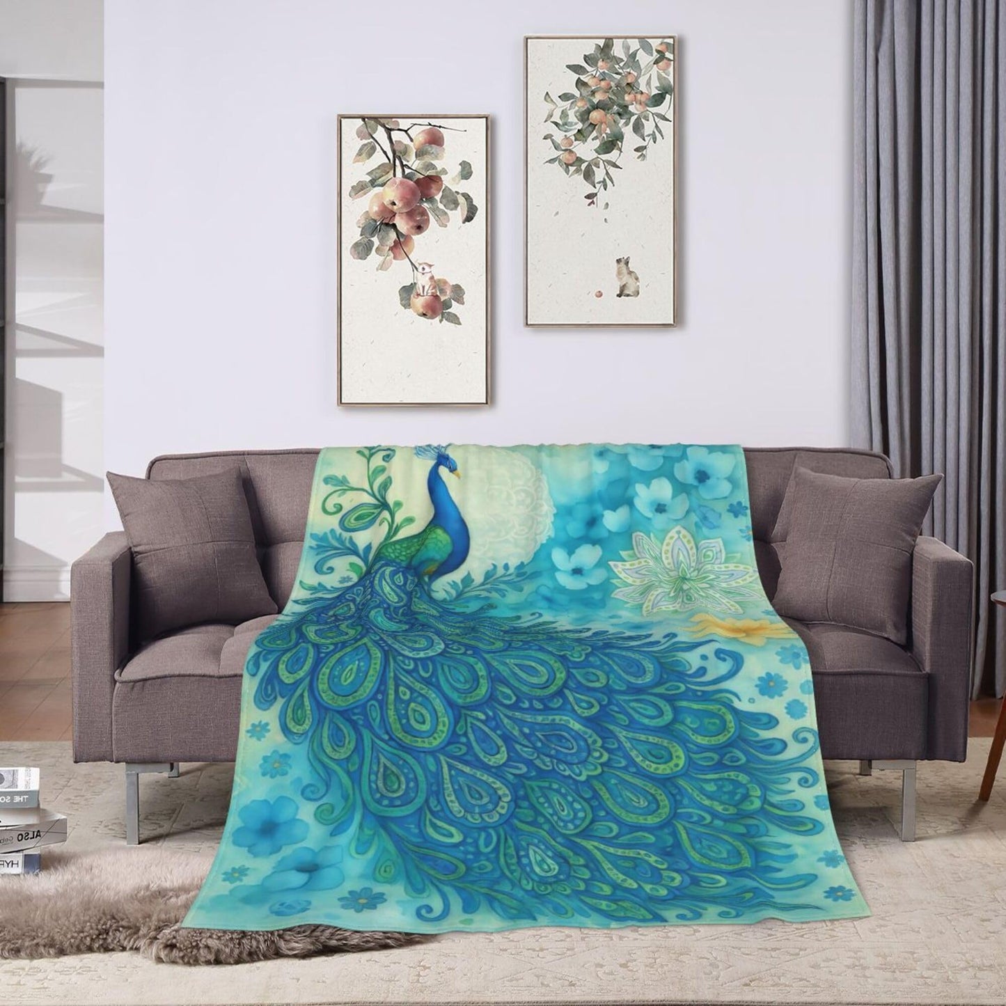 Peacock Blanket Peacock Fleece Throw Blanket Super Soft Fuzzy Plush Cozy Warm Peacocks Decor Stuffed Bedding Blankets Gift for Boys Girls Men Women Kids & Adult 50"x40"
