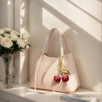 Cherry Bag Charm Purse Charms Keychain- Car Cherry Accessories keychians Gifts for Women Mom Daughter Gifts Christmas For Women Valentine Bag Accessory Christmas