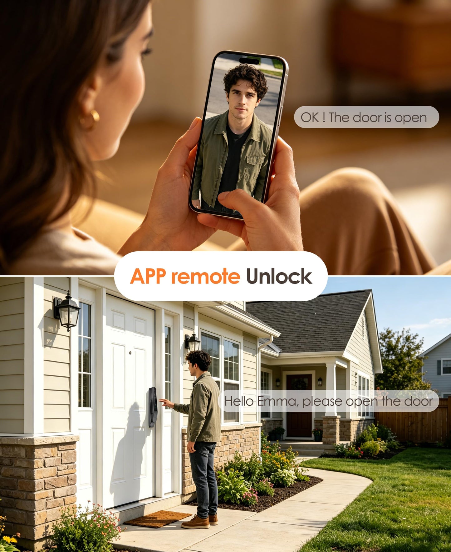 YINTIN 3D Face Recognition Smart Lock with Camera & Handle, Palm Vein Keyless Entry, Fingerprint Door Lock & Video Doorbell, 8-in-1 Unlock, Mortise Lock, Tuya App, 2-Way Talk, IP67 for Front Door.