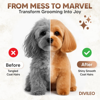 DIVILEO Premium Waterproof Pet Grooming Kit for Dogs & Cats – Wooden Handle Slicker Brush, Deshedding Comb & Nail Clipper – Professional Dog Grooming Supplies Set with Canvas Pouch | USA Brand
