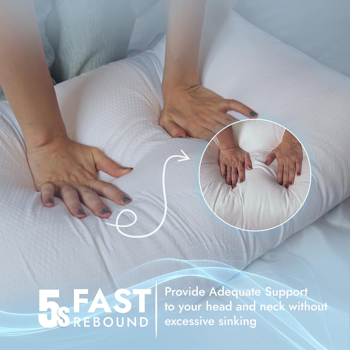 Adam Home Premium Pillows 2 Pack Hotel Quality with Breathable Cover – Bouncy Side Sleeper Pillow for Neck and Shoulder Pain – Quick Rebound & Dust Proof Hotel Pillows, Made in UK, (48x74 cm)