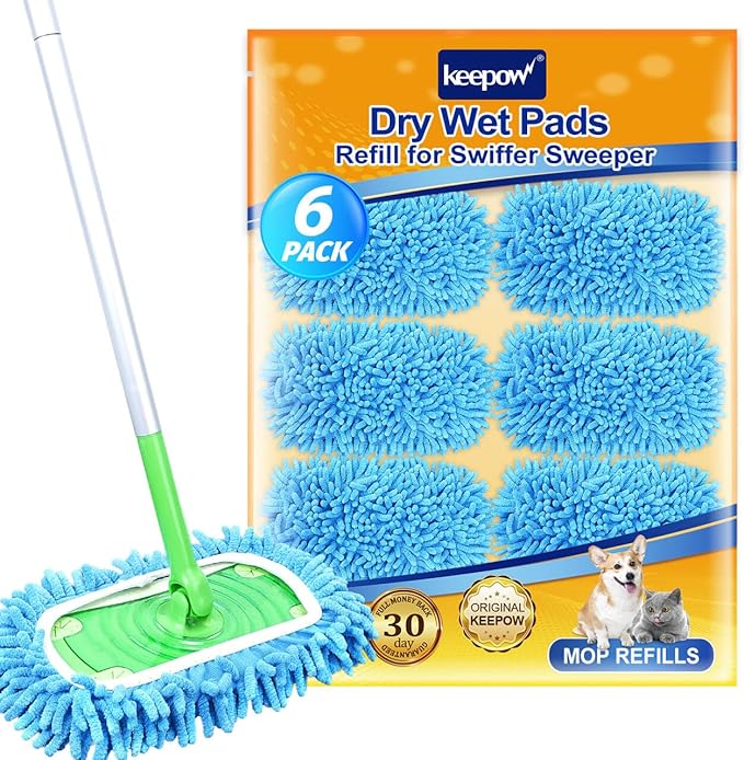 KEEPOW Reusable Microfiber Mop Pads Compatible
