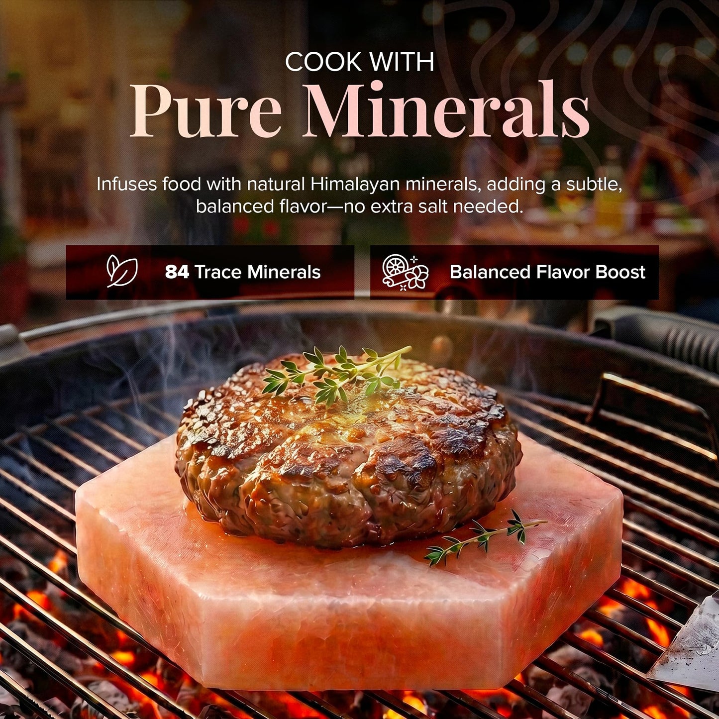 UMAID Sizzle Block™ Himalayan Salt Block 2 Pack (6" Hexagon) – Food Grade Himalayan Salt Slabs for Burgers, Steak, Seafood & Vegetables – Heat for Grilling & Cooking or Chill for Sushi, Charcuterie & Food Presentation – Unique Gifts for Men & Dad Gifts fo