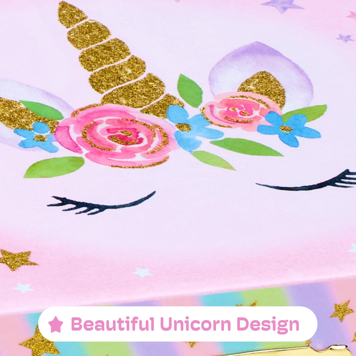 Jewelkeeper Girls Jewellery Box - Unicorn Music Box for Kids with Pullout Drawer, Pink Jewellery Organizer for Girls with Rainbow Design, Plays The Beautiful Dreamer Tune - 15x10.8x8.6 cm