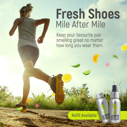 Lemon Sole Twin Pack - The POWERFUL & NATURAL shoe freshener & deodoriser spray with 6 essential oils. Great for Sport. Extremely Effective!