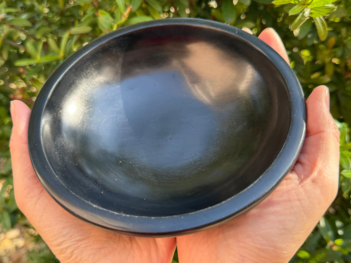 Large Black Soapstone Scrying Bowl – 6" Smudge Bowl & Incense Burner | Versatile Black Stone Ritual & Meditation Tool