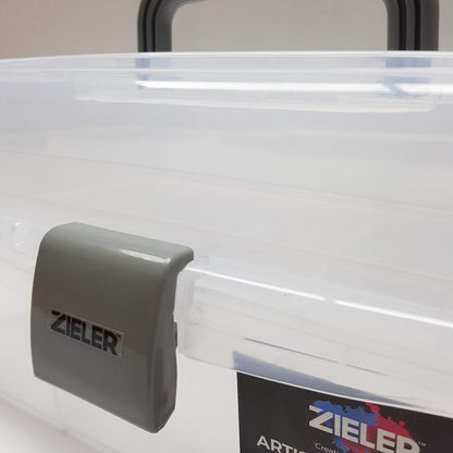 Zieler Artists Carry/Caddy Box (Translucent White) - Ideal storage for artists paintbrushes, pencils, paints, pastels plus sewing and craft accessories