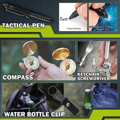 Survival Kit 17 in 1, Survival Gear and Supplies for Adult Teen Men, Survival Case, 2025 Xmas Holiday Surprise Gift for Fishing Hunting Camping Outdoor Adventure Gifts for Men Christmas