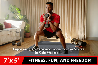 Large Exercise Mat for Home Workout,12‘x6’/10'x6'/9'x6'/8'x6'/7'x5'/6'x4' (7mm) Extra Thick Workout Mat, High-Density Gym Mat for Cardio, Jump Rope, MMA, Weights (Shoe-Friendly)