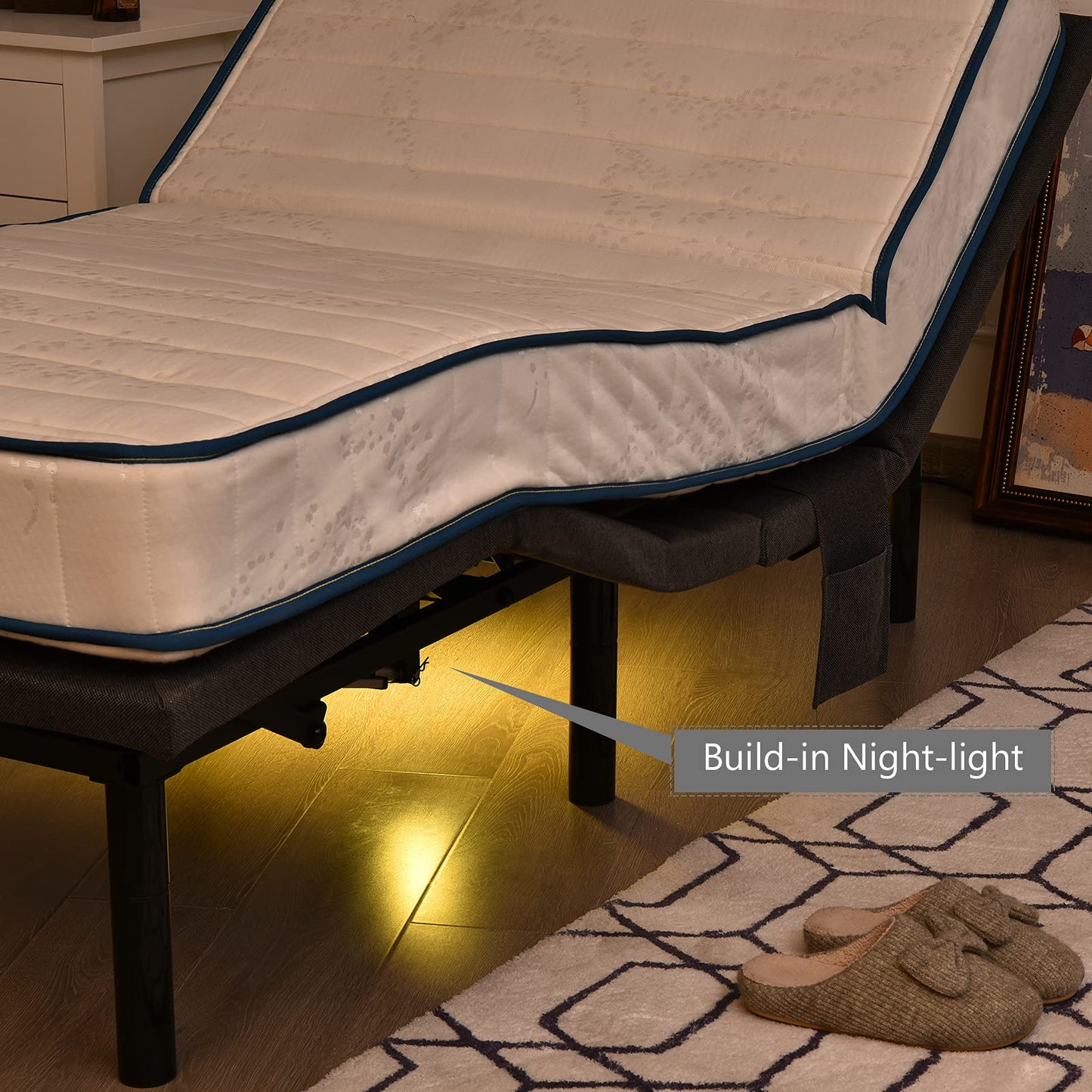 Giantex Adjustable Bed Base with Remote, Zero Gravity Electric Adjustable Bed w/Head and Foot Incline, Vibration Massage, USB Ports, Under-Bed Nightlight, Preset & Memory Positions (Twin-XL)