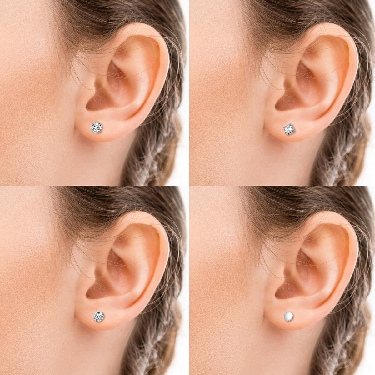 D.Bella Stud Earrings Fake Cubic Zirconia Diamond Earrings for Women Men Silver