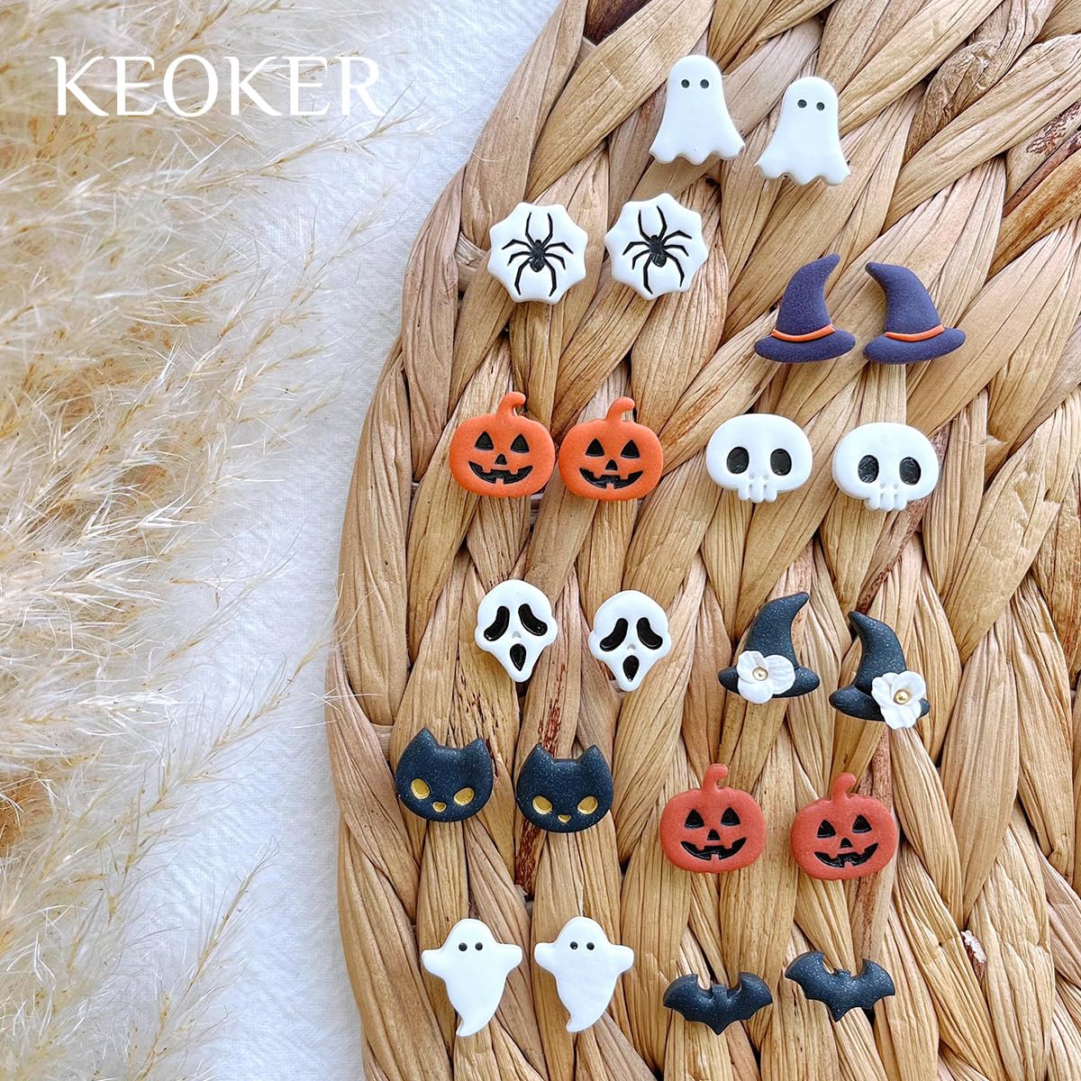 KEOKER Halloween Polymer Clay Cutters, Clay cutters for Halloween Earrings Making, 20 Shapes Halloween Clay Earrings Cutters, Pumpkin Clay Cutters For Polymer Clay Jewelry (ALL 1)
