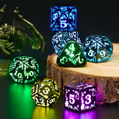 FONVGOGO Light up LED Dice Set D and D Rechargeable for Dungeons and Dragons RGB DND Dice with Charging Box 7-Color Polyhedral Role Playing Dice for DND Gifts RPG Tabletop Games (Rose RGB)