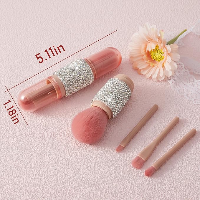 WOKOTO 4 in 1 White Diamond-Embellished Makeup Brushes