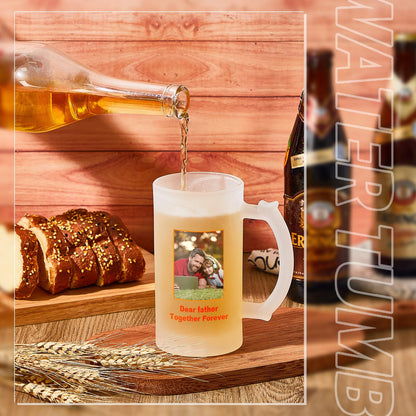 Mifoci 6 Pcs Sublimation Blank Beer Mugs Personalized Tazas Para Present 16 oz Frosted Beer Glass Cups Can Add Photo Text or Images on Gift for Husband Dad Men Christmas Wedding Oktoberfest