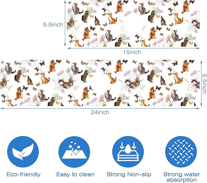 Cute Cat and Butterfly Dish Drying Mat