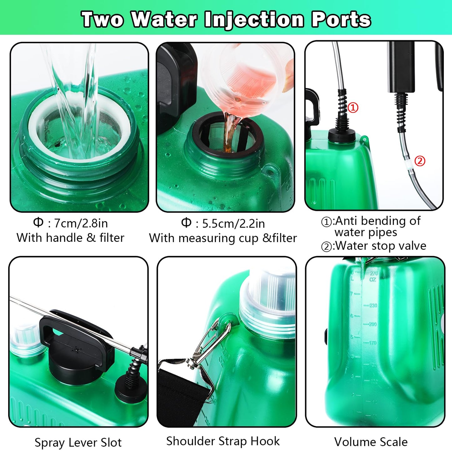 Ramarmro Battery Powered Sprayer 2 Gallon, Electric Sprayer with 4 Mist Nozzles, USB Rechargeable Handle, 32in telescopic Wand, Garden Sprayer with Adjustable Shoulder Strap for Lawn, Garden, Cleaning