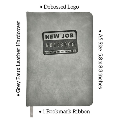 New Job Notebook Onboarding & Onwards! - Hardcover Guided Journal For Work, Business, Office Professionals Starting a Job, A5 Size (5.8 x 8.3 inch), 185 Pages, 120gsm Paper, Personal Organizer, Grey