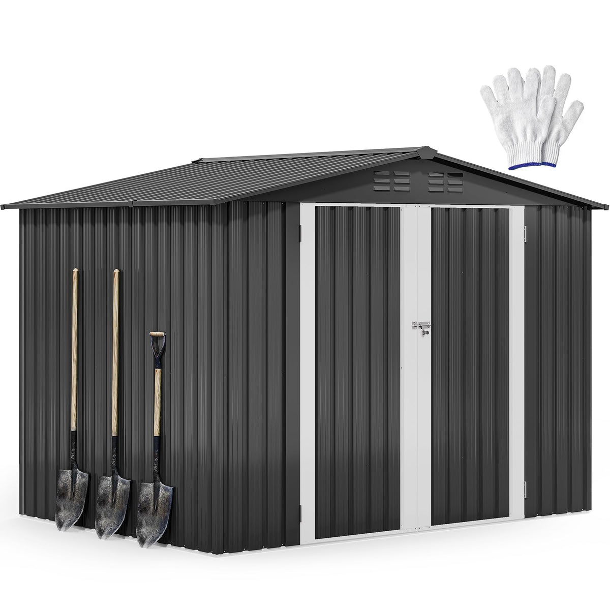 DWVO 7'x5' Large Metal Outdoor Storage Shed, Heavy Duty Tool Storage Sheds for Backyard Patio Lawn - Ideal for Bicycles, Garden Tools, and Lawn Equipment, Easy-to-Assemble, Dark Gray