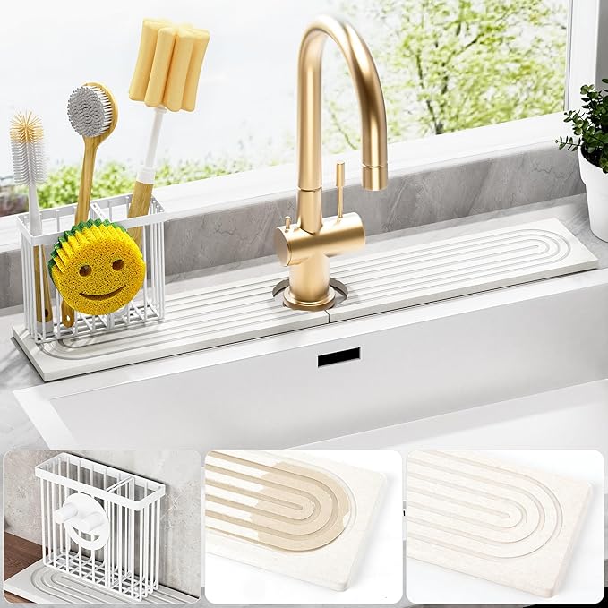 Cisily White Diatomite Faucet Mat