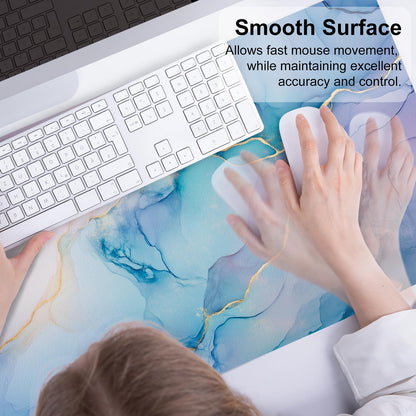 QIYI Large Mouse Pad, PU Leather Desk Mat for Desktop, Waterproof Gaming Desk Pad, Marble Painting Full Desk Accessories Keyboard Mousepad, Home & Office Décor 31.5" x 15.7" - Abstract Fluid Art