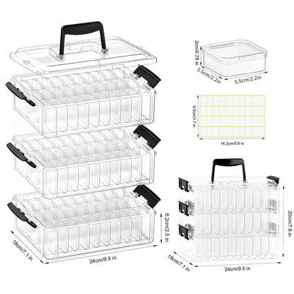 VANSUNS Bead Organizer Box 90 Pcs, 3-Tier Large Capacity Stackable Bead Storage Containers, Portable Plastic Craft Organizers for Jewelry Making, Bracelets, DIY, Nail Art Charms