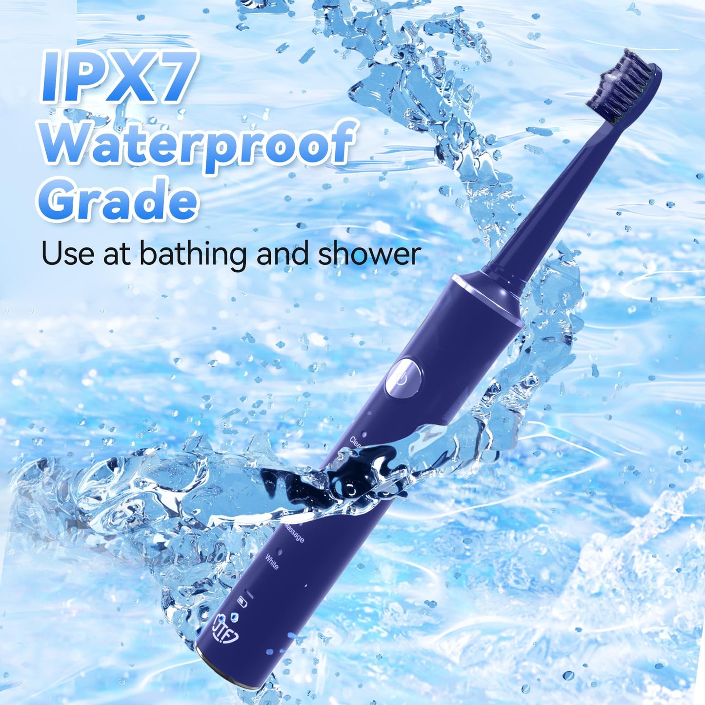 JTF Sonic Electric Toothbrush for Adults: 6 Brush Heads, Travel Bag, Tongue Scraper, 5 Brushing Modes for Teeth, Smart Timer and IPX7 Waterproof, Rechargeable Toothbrush for Deep Cleaning & Whitening