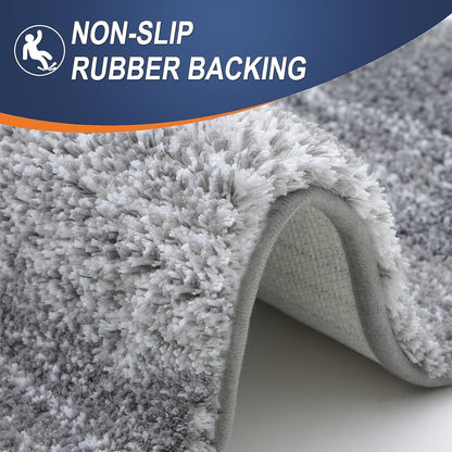 smiry Microfiber Bath Mat, 40 x 60 cm, Non-Slip Super Absorbent Bathroom Mat, Extra Soft Thick Floor Foot Mat, Fluffy Shaggy Bath Mats Rugs for Bathroom, Grey