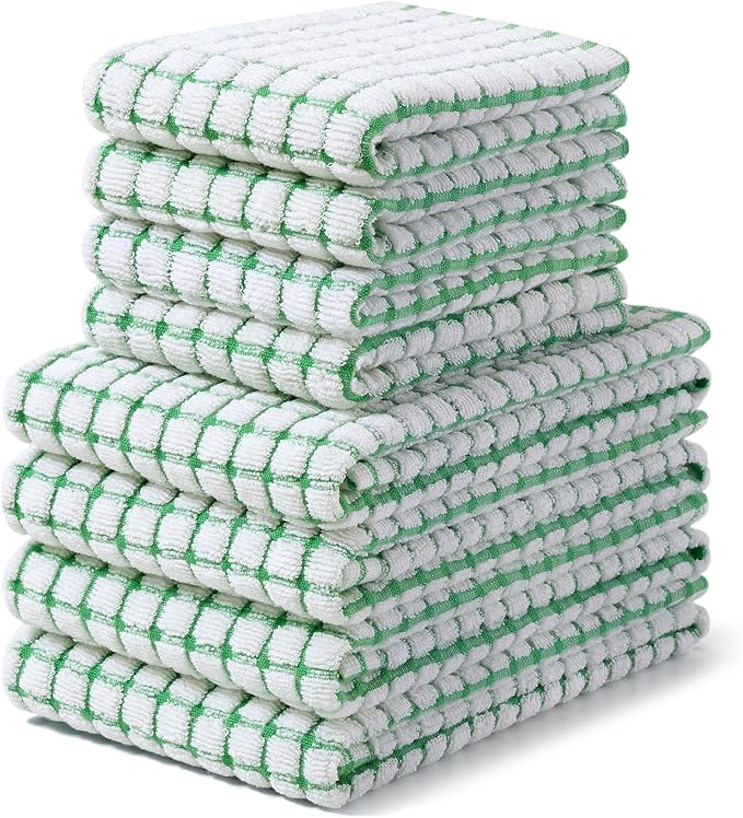 Homaxy Kitchen Towels and Dishcloths Set, 16 x 25 and 12 x 12 Inches, Super