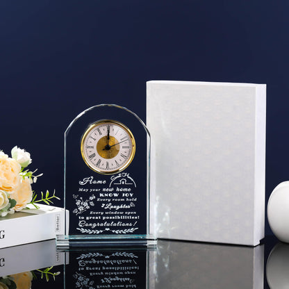 Qianwei House Warming Gifts New Home - Crystal Clock Gifts for Home Decor - Best Unique Housewarming Decor Ideas for New House Homeowner Men Friend Family
