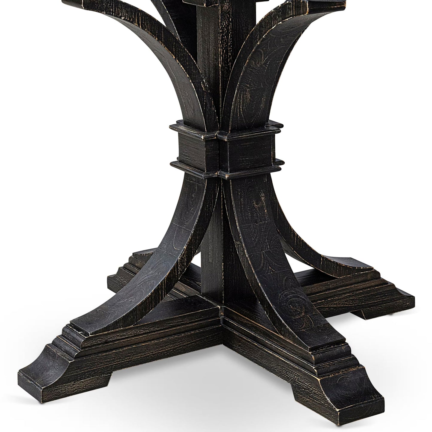 Luxe by East West Furniture I7MA7-511-34 7-Piece Kitchen Table Set with Polyester 6 Dark Gray Kitchen Chairs, Button Tufted Back, and A Round Dining Table in Sand Blasting Black Finish.