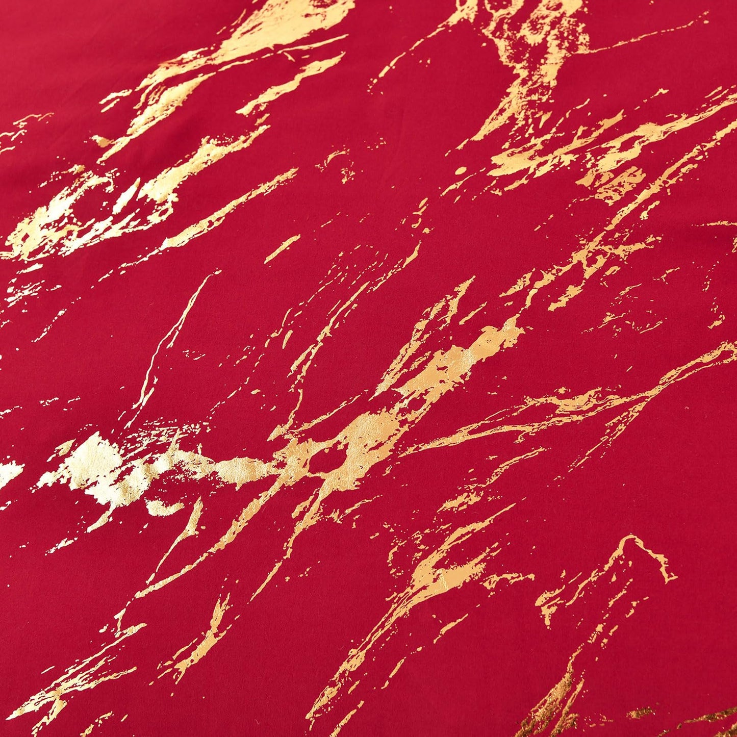 WONGS BEDDING Red Gold Metallic Marble Comforter Set Queen,Red Christmas Bedding Sets with 2 Pillowcases for All Seasons, Soft Microfiber Filling Bedding Duvet Set 90/inx90/in
