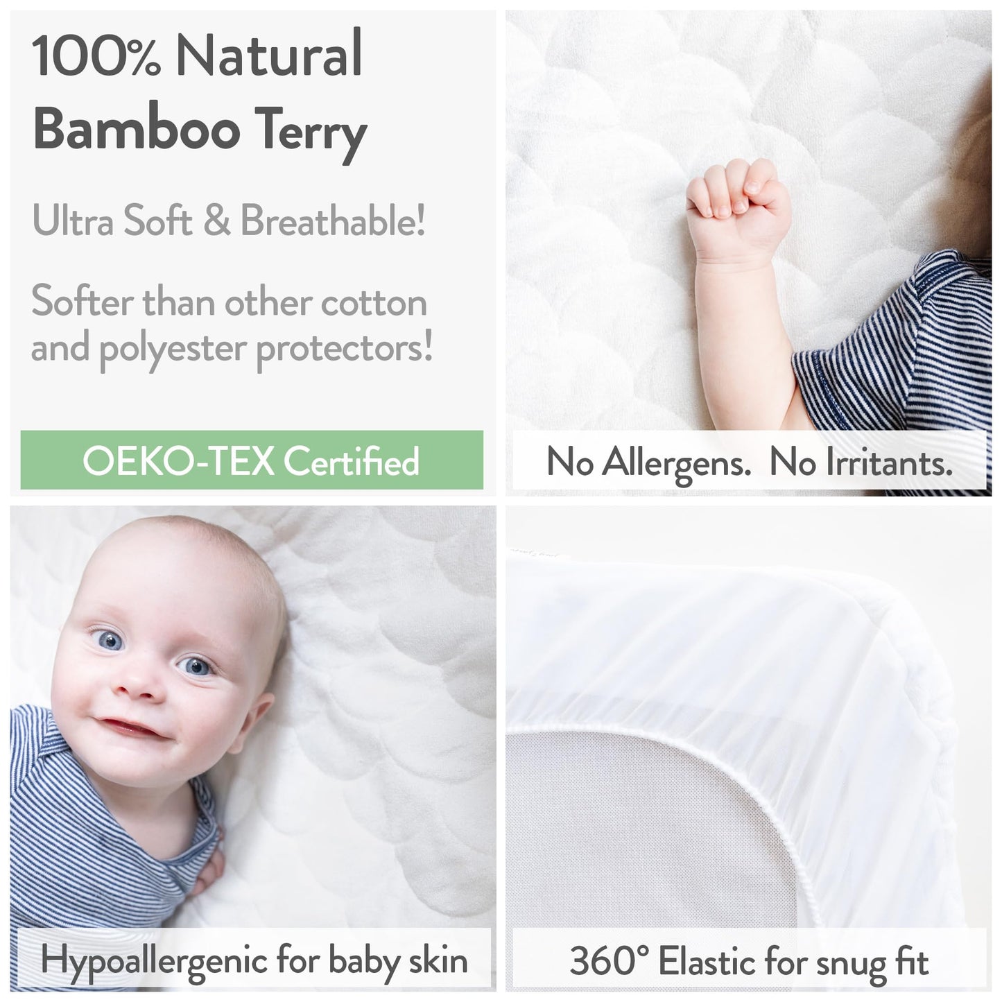 Joey + Joan Waterproof Bassinet Mattress Pad Cover Compatible with SNOO Smart Bassinet – 2 Pack Quilted Mattress Protector – 15" x 31"