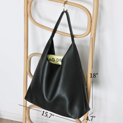 Hobo Bags for Women Soft Vegan Leather Shoulder Handbag Slouchy Tote Purses, Black