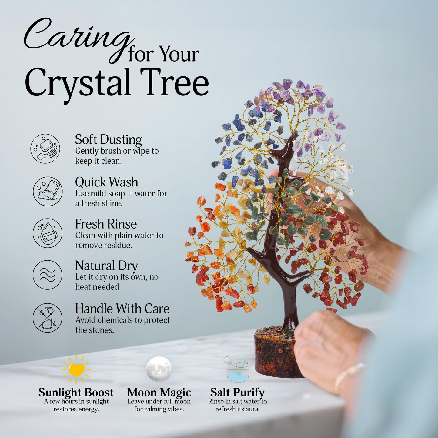 FASHIONZAADI 7 Chakra Tree of Life - Crystals & Healing Stones | Birthday Gifts for Women | Crystal Tree for Positive Energy | Home Office Decor | Spiritual Gifts for Women
