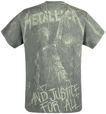 Metallica ... and Justice for All - Neon Backdrop Men T-Shirt Charcoal M, 100% Cotton, Regular
