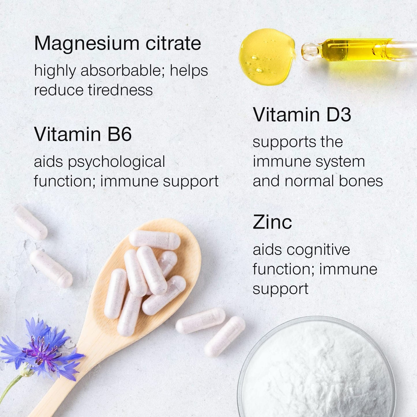Magnesium Complex 1466mg - Magnesium and Zinc Supplements with Vitamin D3 & B6 - Premium Supplements for Women & Men - High Strength Chelated Citrate Tablets - 120 Capsules - Vegan & UK Made