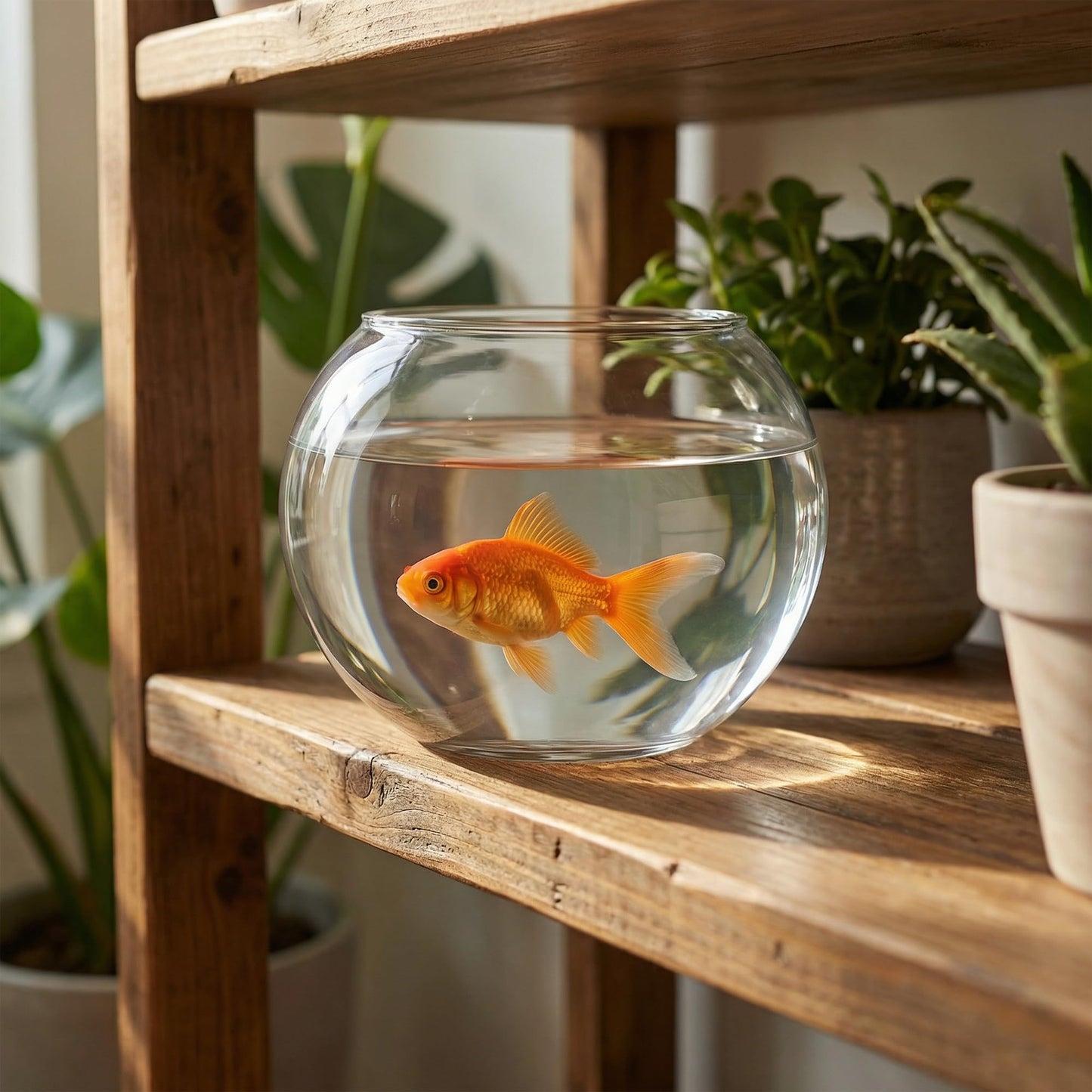 Glass Fish Bowl, Decorative Glass Bowl, Round Vase for Flowers and Decoration, Bowl for Sand Candles, Terrarium Bowl, Sphere Vase (5.7x4.5 inches)