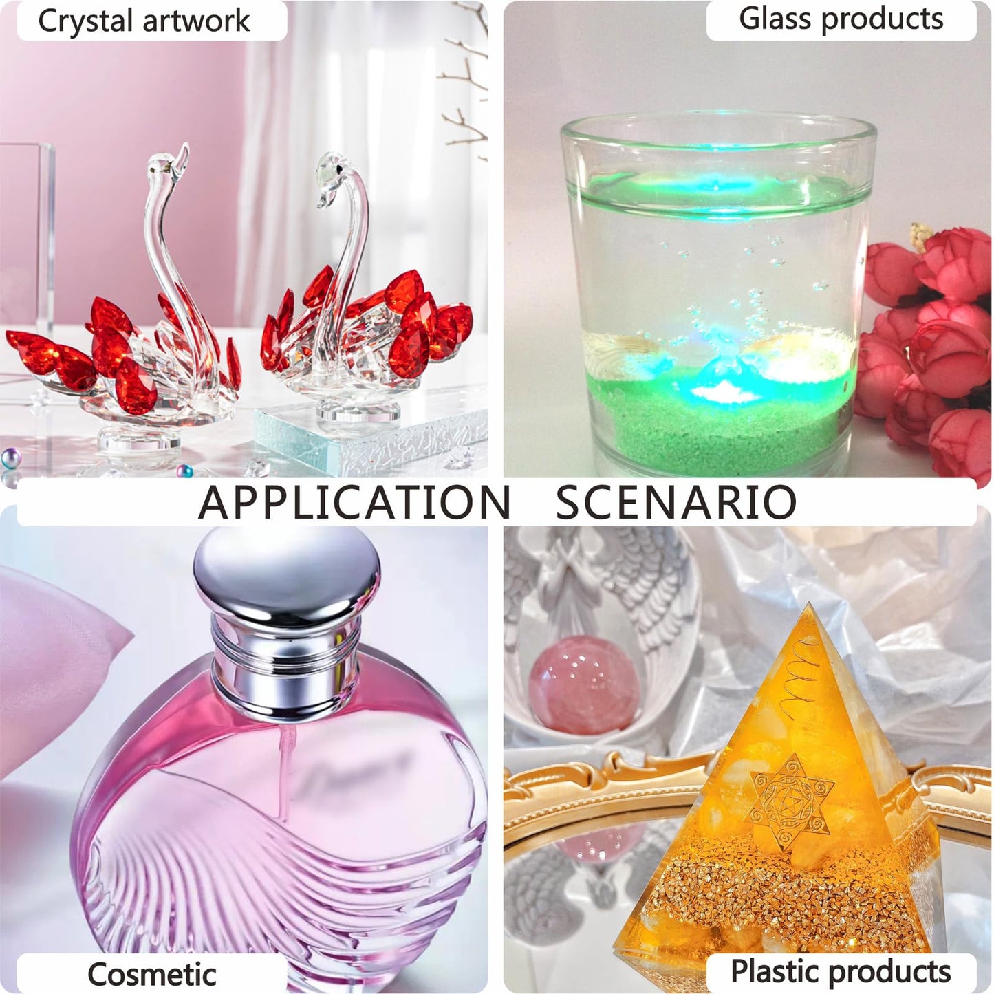 FIEIFI 16 LED Light Display Stand Base for 3D Crystal Glass Art,Holiday Casual Atmosphere Ornament Lamp- 6 Inch Rectangular Illuminated Holder Colorful Lights (silver)