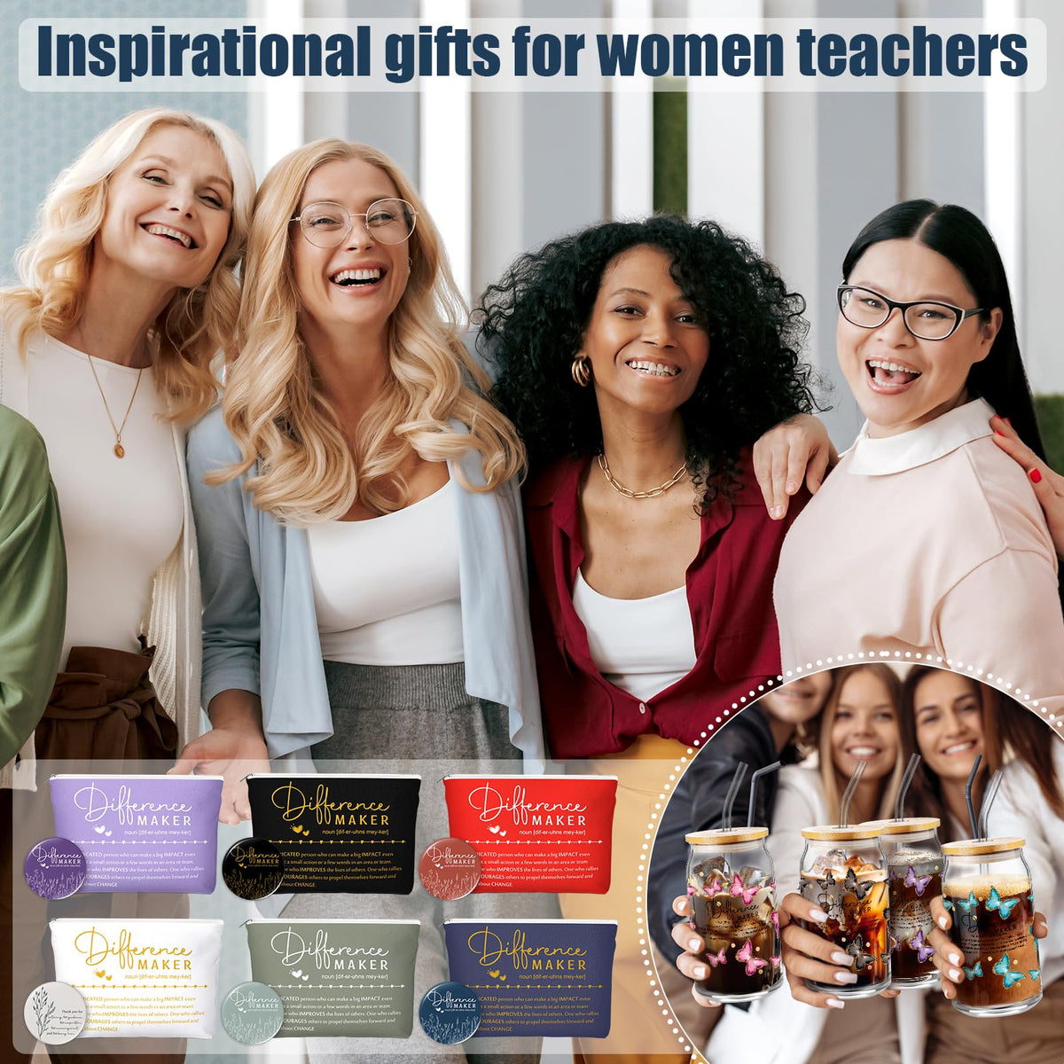 Skylety 18 Pcs Difference Maker Thank You Gifts for Women Administrative Professional Day Bulk Appreciation Gifts for Employee Volunteer Office Staff Coworker Teacher Coach Nurse Work Team(Stylish)