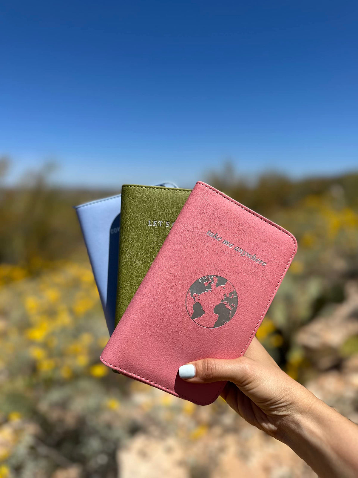 Phone Charging Passport Holder with Removable Fast Charging Power Bank that holds money, cards, phone, travel docs- RFID Blocking - Compatible with All Phones - Travel Accessories (Blush)