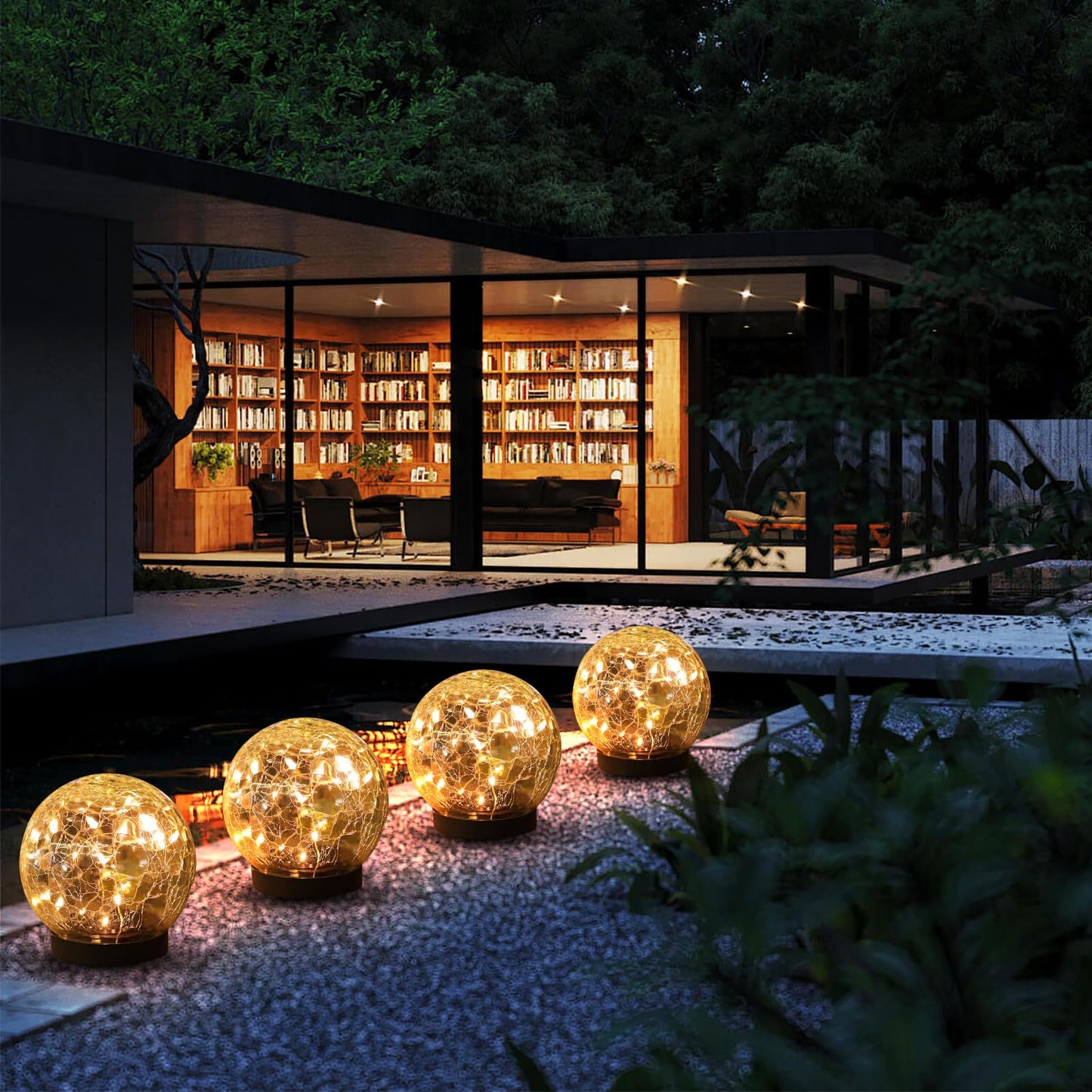 MLKNK Solar Globe Lights Outdoor Waterproof-Solar Balls-Solar Garden Lights-Orbs for Outside 8 Pack Cracked Glass Ball for Lawn Patio Yard Backyard Decorations