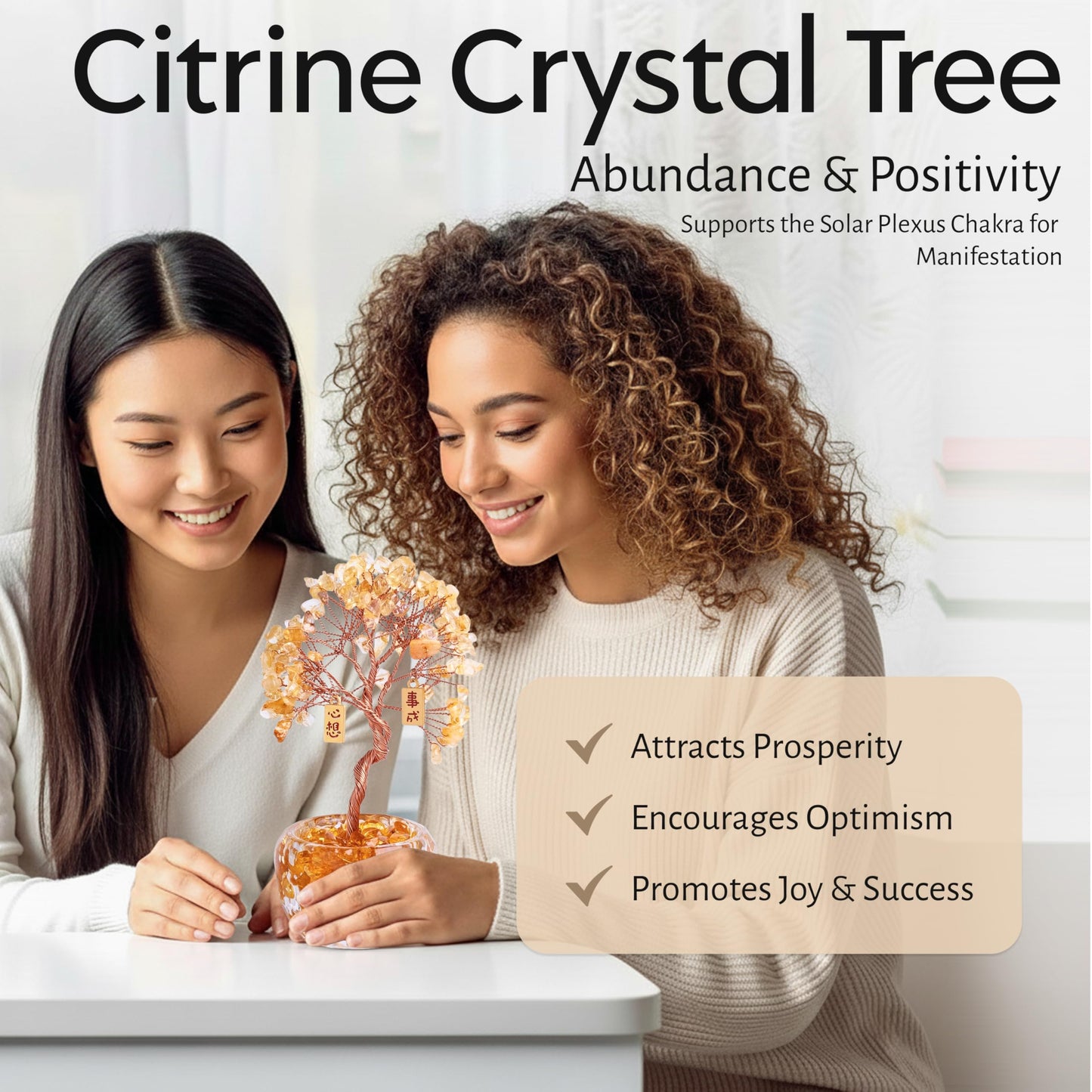 Now Aurah Citrine Crystal Ornament Handmade Gemstone Tree for Desk Decor Feng Shui Money Tree Attracts Wealth & Positive Energy Thoughtful Gift for Women & Men