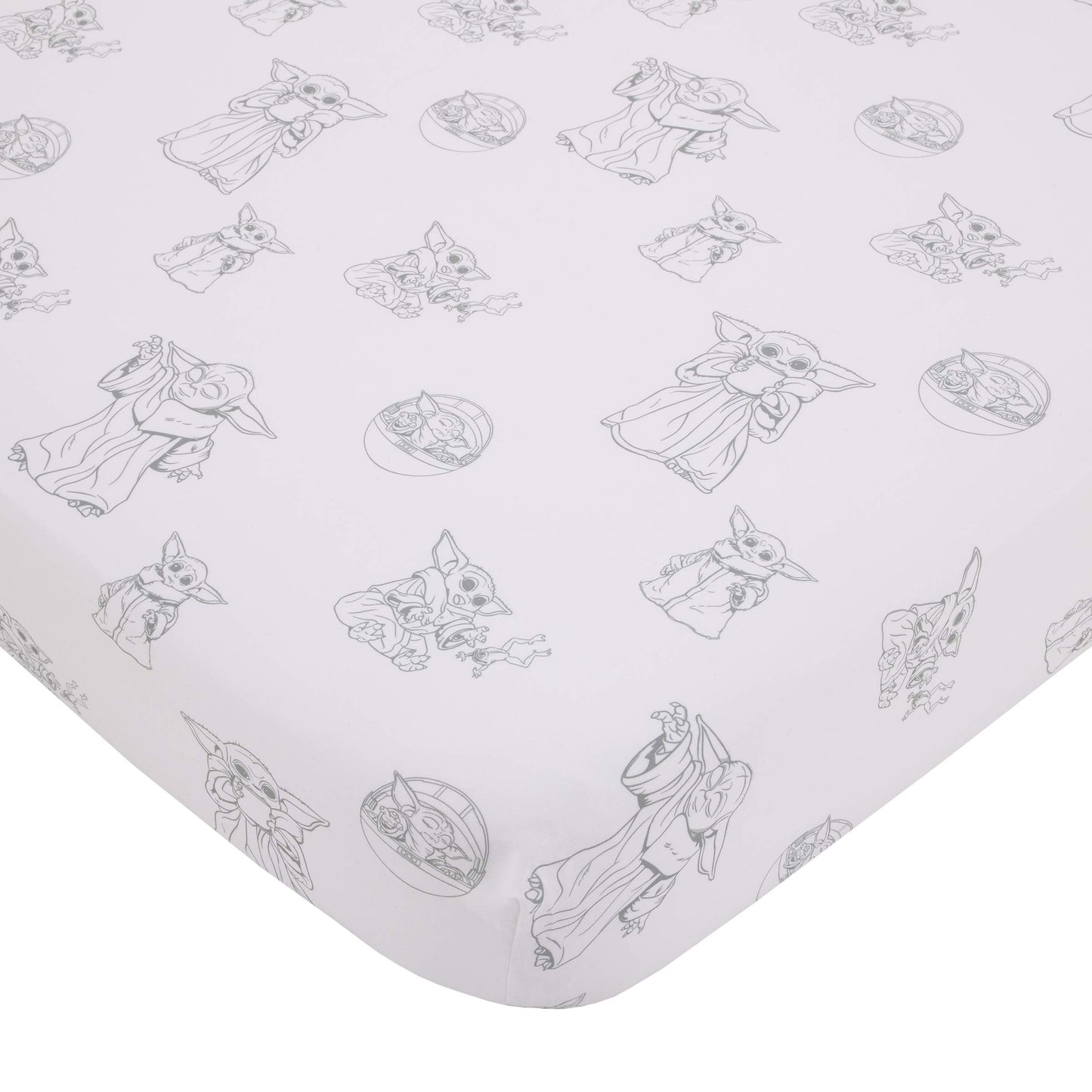 Disney Star Wars The Mandalorian The Child Green, Tan, White 4 Piece Toddler Bed Set - Comforter, Fitted Bottom Sheet, Flat Top Sheet, Riversible Pillowcase